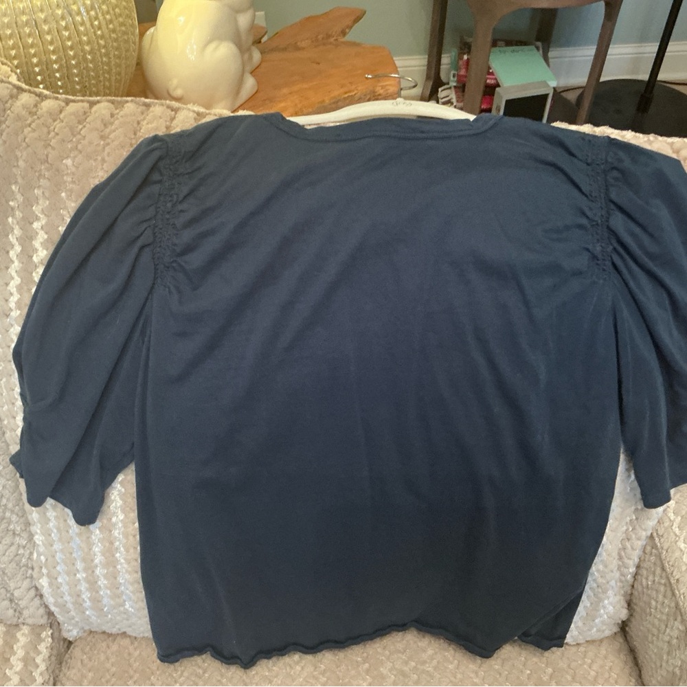 Veronica Beard Blue Ruched Blouse